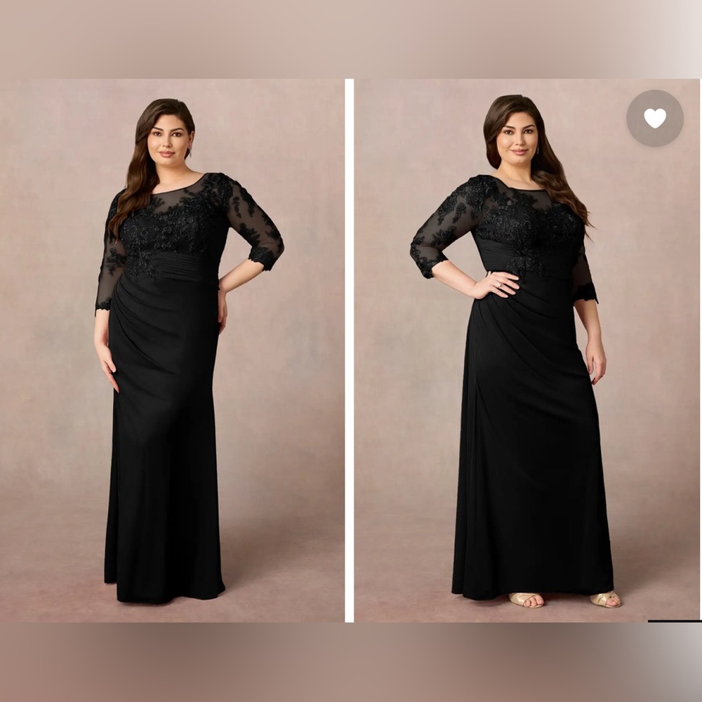 NWT Azazie Fatemah Stretch Black Mermaid Scoop Lace Lace Dress size 14